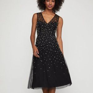 BCBGMaxAzria Black Dress with Faux Pearls